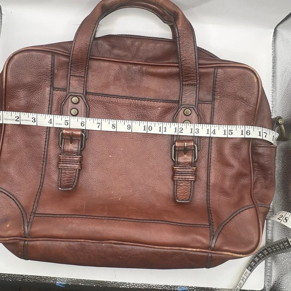 VTG  Fossil Leather Unstructured Brief Case Brown Distressed Americana No Strap